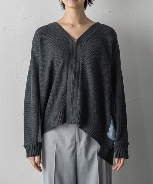MAYSON GREY(メイソングレイ)の「【WEB別注】デニムコンビジップニットカーディガン(ニット/セーター・レディース・チャコールグレー/ベージュ・M)」の9枚目の写真
