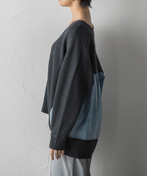 MAYSON GREY(メイソングレイ)の「【WEB別注】デニムコンビジップニットカーディガン(ニット/セーター・レディース・チャコールグレー/ベージュ・M)」の15枚目の写真