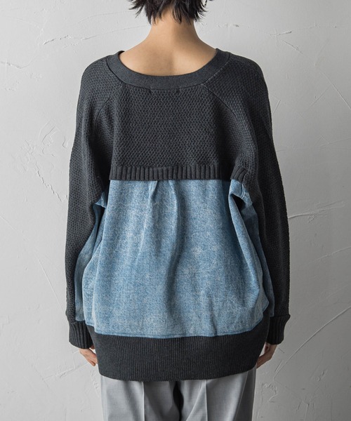 MAYSON GREY(メイソングレイ)の「【WEB別注】デニムコンビジップニットカーディガン(ニット/セーター・レディース・チャコールグレー/ベージュ・M)」の7枚目の写真