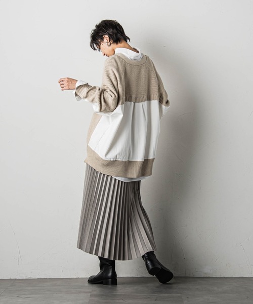 MAYSON GREY(メイソングレイ)の「【WEB別注】デニムコンビジップニットカーディガン(ニット/セーター・レディース・チャコールグレー/ベージュ・M)」の6枚目の写真