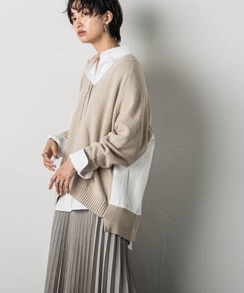 MAYSON GREY(メイソングレイ)の「【WEB別注】デニムコンビジップニットカーディガン(ニット/セーター・レディース・チャコールグレー/ベージュ・M)」の12枚目の写真