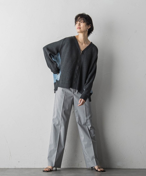 MAYSON GREY(メイソングレイ)の「【WEB別注】デニムコンビジップニットカーディガン(ニット/セーター・レディース・チャコールグレー/ベージュ・M)」の14枚目の写真