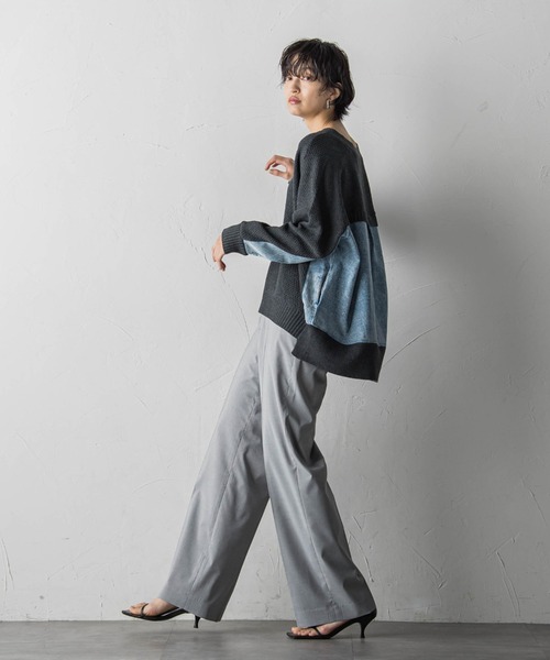 MAYSON GREY(メイソングレイ)の「【WEB別注】デニムコンビジップニットカーディガン(ニット/セーター・レディース・チャコールグレー/ベージュ・M)」の11枚目の写真