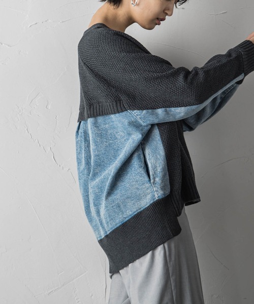 MAYSON GREY(メイソングレイ)の「【WEB別注】デニムコンビジップニットカーディガン(ニット/セーター・レディース・チャコールグレー/ベージュ・M)」の3枚目の写真