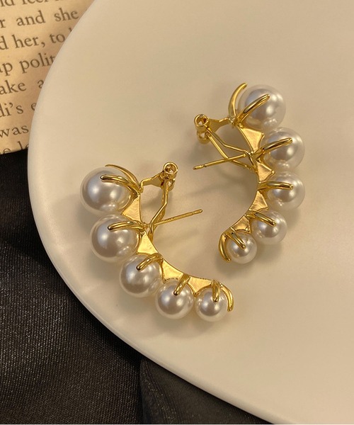 セール】アレルギー対応5連エコパールピアス（ピアス（両耳用