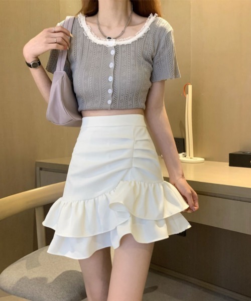 おしゃれスタ(オシャレスタ)の「サイドギャザーダブルフレアスカート(スカート・レディース・ホワイト/ピンク/ブラック・XL/L/M/S)」の15枚目の写真
