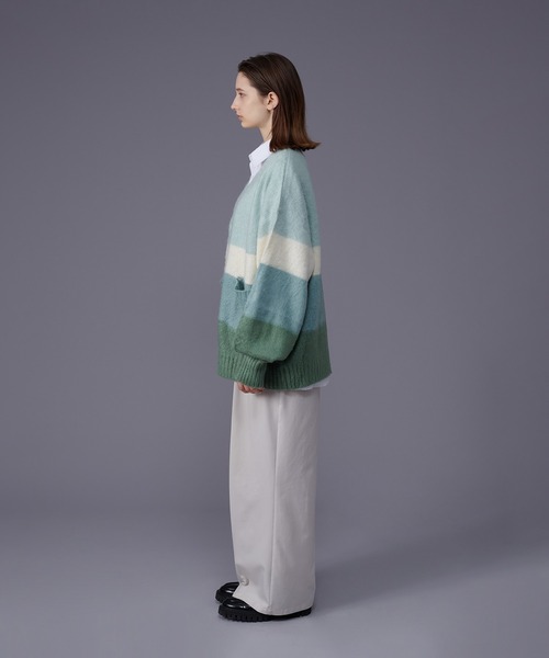 ONCILY（オンシェリー）の「MULTI BORDER KNIT CARDIGAN / マルチボーダーニットカーディガン（カーディガン/ボレロ・メンズ・ネイビー/グリーン・LARGE/MEDIUM）」の19枚目の写真