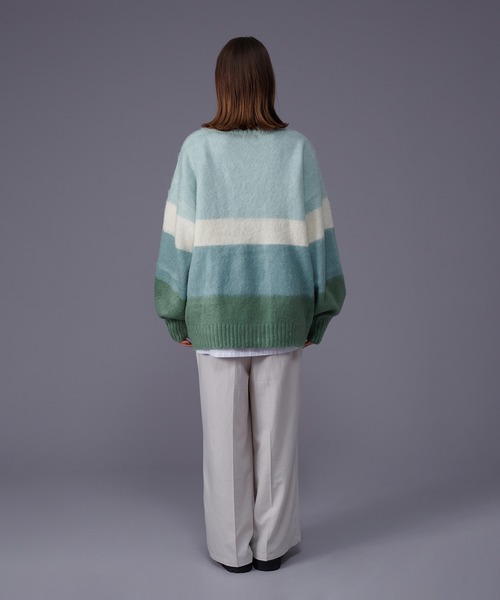 ONCILY（オンシェリー）の「MULTI BORDER KNIT CARDIGAN / マルチボーダーニットカーディガン（カーディガン/ボレロ・メンズ・ネイビー/グリーン・LARGE/MEDIUM）」の20枚目の写真