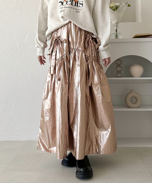 apres jour clair(アプレジュールクレア)の「【apres jour clair】アソートサイドリボンスカート【ZOZOTOWN限定アイテム】(スカート・レディース・シルバー/チャコールグレー/アイボリー/ゴールド・X-LARGE/フリー)」の15枚目の写真