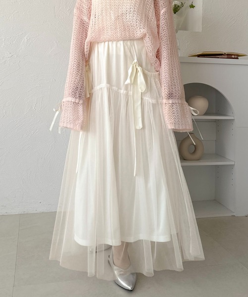 apres jour clair(アプレジュールクレア)の「【apres jour clair】アソートサイドリボンスカート【ZOZOTOWN限定アイテム】(スカート・レディース・シルバー/チャコールグレー/アイボリー/ゴールド・X-LARGE/フリー)」の9枚目の写真