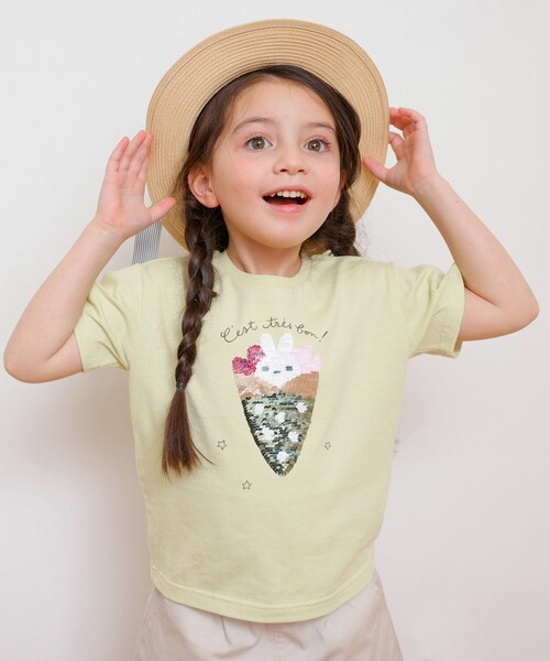 ANY(エニィ)の「ミラクルスパンコール 半袖 Tシャツ(Tシャツ/カットソー・キッズ・黄緑系/ピンク系/ライラック系・110/120/130/100)」の6枚目の写真