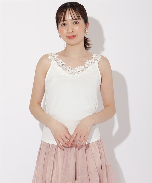 WILLSELECTION（ウィルセレクション）の「テレコレースキャミソール（キャミソール・レディース・ブラック/オフホワイト・FREE）」の2枚目の写真