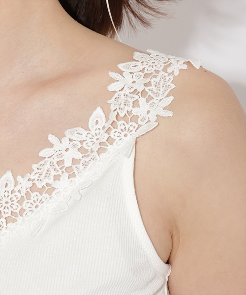 WILLSELECTION（ウィルセレクション）の「テレコレースキャミソール（キャミソール・レディース・ブラック/オフホワイト・FREE）」の6枚目の写真