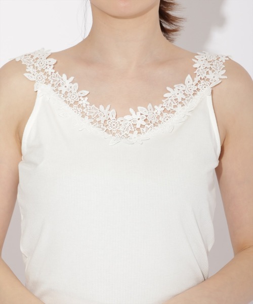 WILLSELECTION（ウィルセレクション）の「テレコレースキャミソール（キャミソール・レディース・ブラック/オフホワイト・FREE）」の5枚目の写真