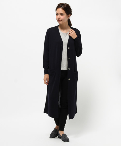 Drawing Numbers（ドローイング ナンバーズ）の「Wishロングカーデ（カーディガン/ボレロ・レディース・ホワイト/グレー/ネイビー・38）」の3枚目の写真