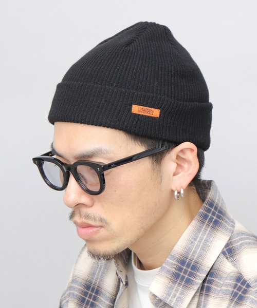 UNIVERSAL OVERALL(ユニバーサルオーバーオール)の「オレンジネームタグ 綿麻 ニットワッチ(ニットキャップ/ビーニー・メンズ・ネイビー/ブラック/グレー・FREE)」の2枚目の写真