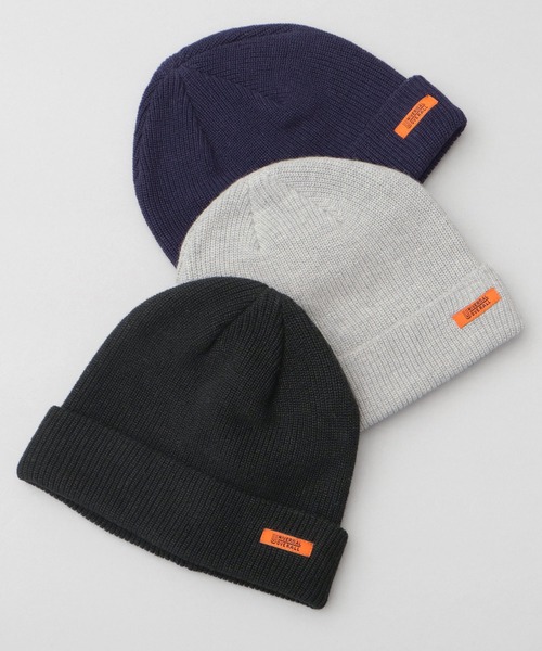 UNIVERSAL OVERALL(ユニバーサルオーバーオール)の「オレンジネームタグ 綿麻 ニットワッチ(ニットキャップ/ビーニー・メンズ・ネイビー/ブラック/グレー・FREE)」の16枚目の写真