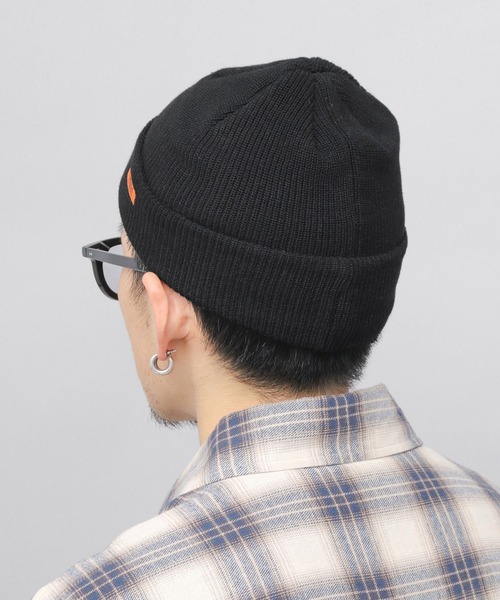 UNIVERSAL OVERALL(ユニバーサルオーバーオール)の「オレンジネームタグ 綿麻 ニットワッチ(ニットキャップ/ビーニー・メンズ・ネイビー/ブラック/グレー・FREE)」の7枚目の写真