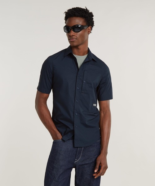 G-STAR(ジースター)の「G4A SLIM SHIRT/ミリタリーディテールスリムシャツ(シャツ/ブラウス・メンズ・ホワイト/ダークブルー・SMALL/MEDIUM/LARGE/X-LARGE/X-SMALL)」の2枚目の写真