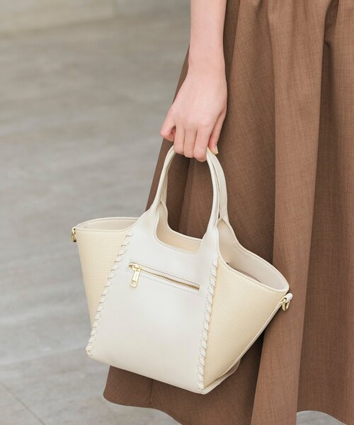 grove（グローブ）の「◆カガリクリテ2WAYトート（トートバッグ・レディース・サックスブルー/アイボリー/キャメル/ライトグレー・00）」の2枚目の写真