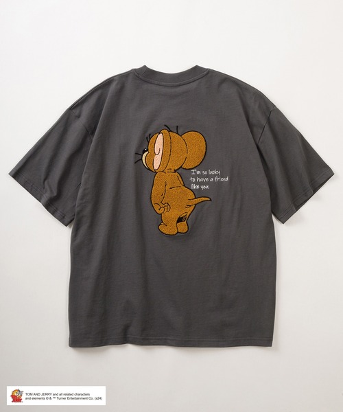 Tom＆Jerry（トムアンドジェリー）の「【TOM＆JERRY/トムとジェリー】キャラクターイラスト BIGサガラ刺繍デザイン ワイドシルエット クルーネックTシャツ/半袖Tシャツ（Tシャツ/カットソー・メンズ・ホワイト/ライトグリーン/グレイッシュブルー/チャコールグレー・L/M）」の6枚目の写真