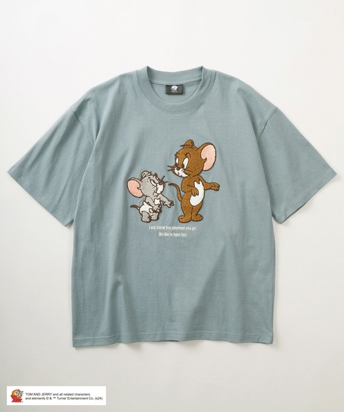 Tom＆Jerry（トムアンドジェリー）の「【TOM＆JERRY/トムとジェリー】キャラクターイラスト BIGサガラ刺繍デザイン ワイドシルエット クルーネックTシャツ/半袖Tシャツ（Tシャツ/カットソー・メンズ・ホワイト/ライトグリーン/グレイッシュブルー/チャコールグレー・L/M）」の8枚目の写真