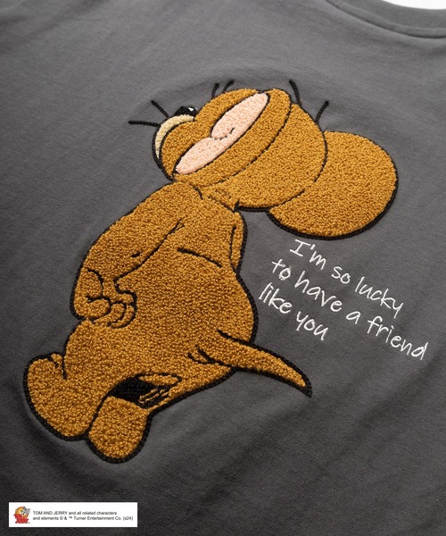 Tom＆Jerry（トムアンドジェリー）の「【TOM＆JERRY/トムとジェリー】キャラクターイラスト BIGサガラ刺繍デザイン ワイドシルエット クルーネックTシャツ/半袖Tシャツ（Tシャツ/カットソー・メンズ・ホワイト/ライトグリーン/グレイッシュブルー/チャコールグレー・L/M）」の7枚目の写真