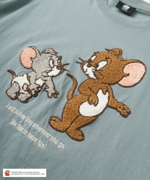 Tom＆Jerry（トムアンドジェリー）の「【TOM＆JERRY/トムとジェリー】キャラクターイラスト BIGサガラ刺繍デザイン ワイドシルエット クルーネックTシャツ/半袖Tシャツ（Tシャツ/カットソー・メンズ・ホワイト/ライトグリーン/グレイッシュブルー/チャコールグレー・L/M）」の9枚目の写真
