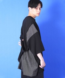 a.p.o.v. アシンメトリーデニムレイヤードポンチスーパービッグTシャツ