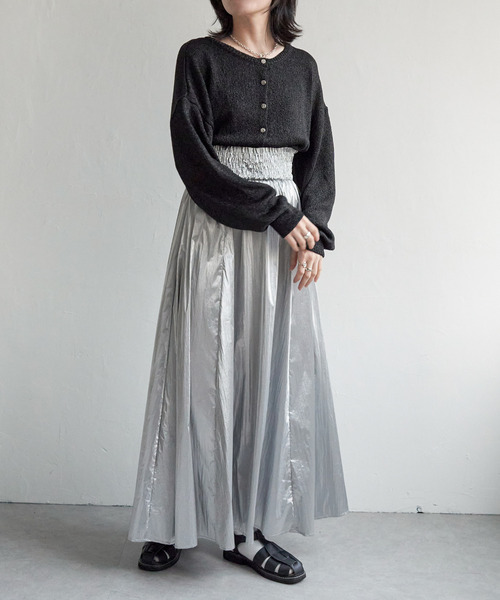 VENCEEXCHANGE（ヴァンスエクスチェンジ）の「メタリックギャザースカート（スカート・レディース・シルバー/ブルー/ブラック/オフホワイト・FREE）」の8枚目の写真