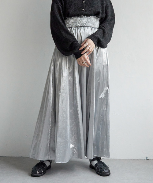 VENCEEXCHANGE（ヴァンスエクスチェンジ）の「メタリックギャザースカート（スカート・レディース・シルバー/ブルー/ブラック/オフホワイト・FREE）」の6枚目の写真