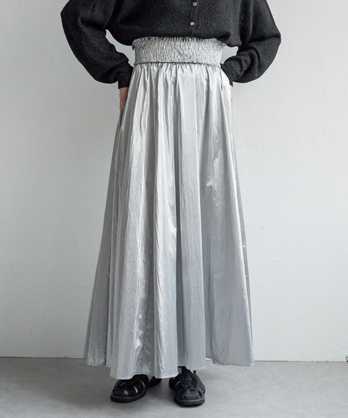 VENCEEXCHANGE（ヴァンスエクスチェンジ）の「メタリックギャザースカート（スカート・レディース・シルバー/ブルー/ブラック/オフホワイト・FREE）」の7枚目の写真
