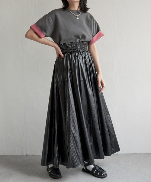 VENCEEXCHANGE（ヴァンスエクスチェンジ）の「メタリックギャザースカート（スカート・レディース・シルバー/ブルー/ブラック/オフホワイト・FREE）」の17枚目の写真