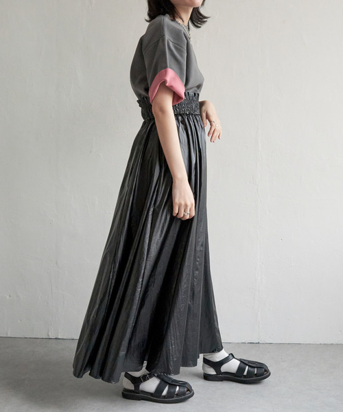 VENCEEXCHANGE（ヴァンスエクスチェンジ）の「メタリックギャザースカート（スカート・レディース・シルバー/ブルー/ブラック/オフホワイト・FREE）」の19枚目の写真