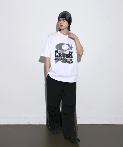 [WACKYWILLY]レタリング フォンテ レタリング Tシャツ (2 COLOR) セール】[UNISEX]ヴィンテージY2Kレタリングオーバーサイズ半袖T