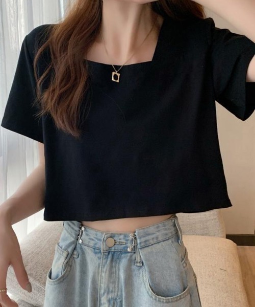 Miniministore(ミニミニストア)の「ショート丈Tシャツ レディース 半袖韓国(Tシャツ/カットソー・レディース・ダークグレー/ホワイト/ブラック・FREE)」の1枚目の写真