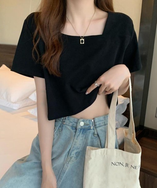 Miniministore(ミニミニストア)の「ショート丈Tシャツ レディース 半袖韓国(Tシャツ/カットソー・レディース・ダークグレー/ホワイト/ブラック・FREE)」の21枚目の写真