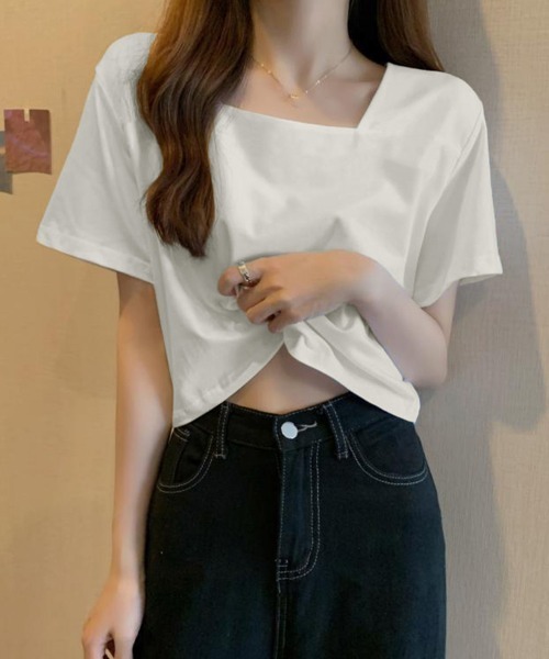 Miniministore(ミニミニストア)の「ショート丈Tシャツ レディース 半袖韓国(Tシャツ/カットソー・レディース・ダークグレー/ホワイト/ブラック・FREE)」の5枚目の写真