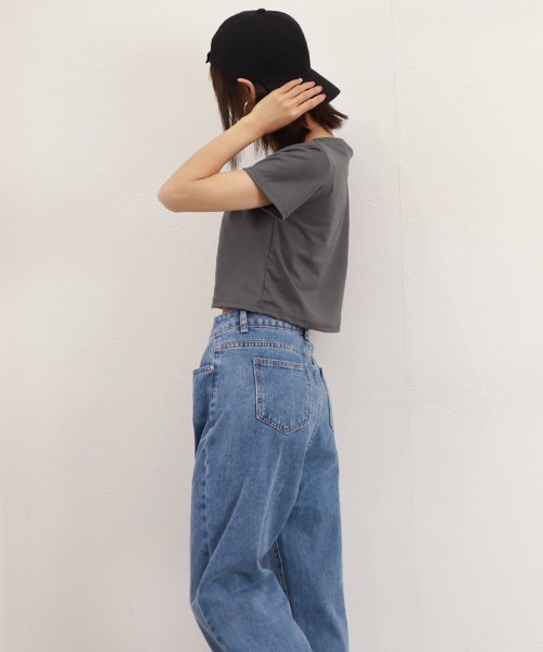 Miniministore(ミニミニストア)の「ショート丈Tシャツ レディース 半袖韓国(Tシャツ/カットソー・レディース・ダークグレー/ホワイト/ブラック・FREE)」の10枚目の写真
