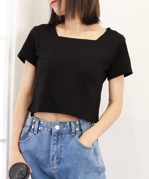 Miniministore(ミニミニストア)の「ショート丈Tシャツ レディース 半袖韓国(Tシャツ/カットソー・レディース・ダークグレー/ホワイト/ブラック・FREE)」の11枚目の写真