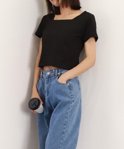 Miniministore(ミニミニストア)の「ショート丈Tシャツ レディース 半袖韓国(Tシャツ/カットソー・レディース・ダークグレー/ホワイト/ブラック・FREE)」の12枚目の写真