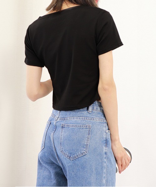 Miniministore(ミニミニストア)の「ショート丈Tシャツ レディース 半袖韓国(Tシャツ/カットソー・レディース・ダークグレー/ホワイト/ブラック・FREE)」の13枚目の写真