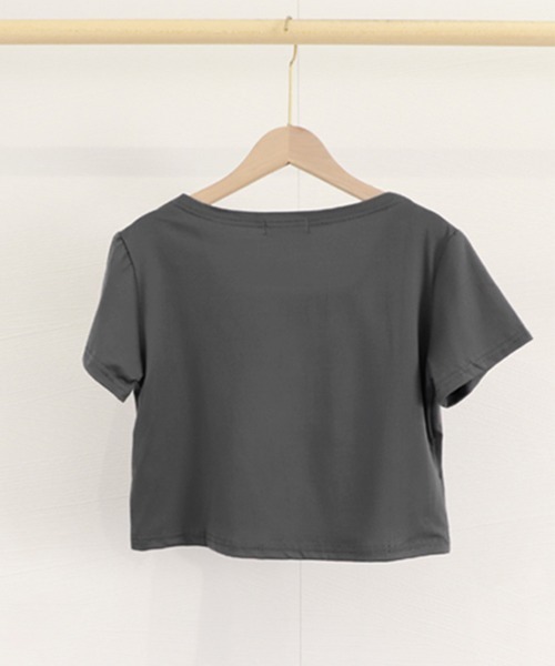 Miniministore(ミニミニストア)の「ショート丈Tシャツ レディース 半袖韓国(Tシャツ/カットソー・レディース・ダークグレー/ホワイト/ブラック・FREE)」の17枚目の写真