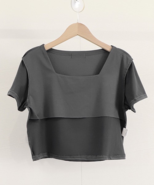 Miniministore(ミニミニストア)の「ショート丈Tシャツ レディース 半袖韓国(Tシャツ/カットソー・レディース・ダークグレー/ホワイト/ブラック・FREE)」の18枚目の写真