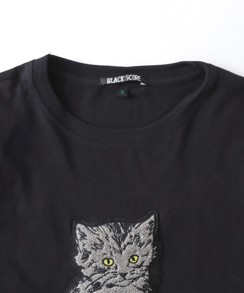 SIMEON FARRAR(シメオンファラー)の「SIMEON FARRAR / embroidery cat tee(エンブロイダリーキャットTシャツ)(Tシャツ/カットソー・レディース・ブラック・36)」の6枚目の写真