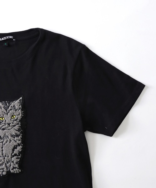 SIMEON FARRAR(シメオンファラー)の「SIMEON FARRAR / embroidery cat tee(エンブロイダリーキャットTシャツ)(Tシャツ/カットソー・レディース・ブラック・36)」の7枚目の写真