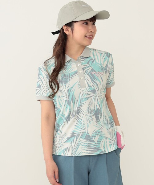 BEAMS GOLF PURPLE LABEL / パームツリー プリント ポロシャツ