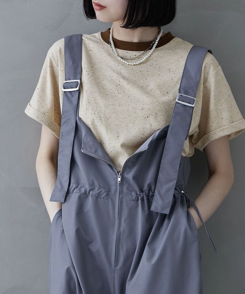 カラーネップリンガーネックTシャツ（Tシャツ/カットソー