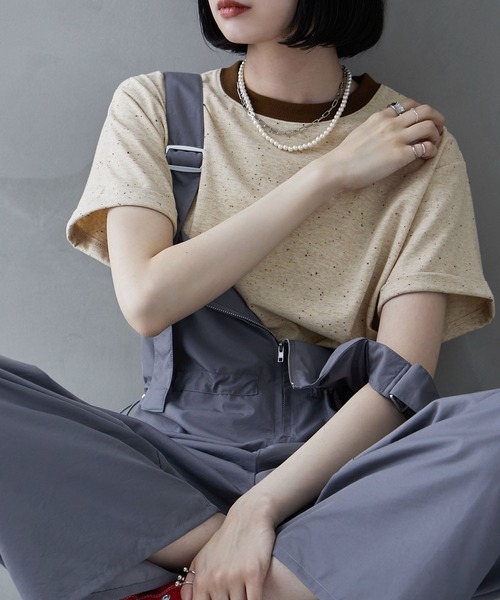 tシャツ カラーネップTシャツ レディース カラーネップリンガーネックTシャツ（Tシャツ/カットソー