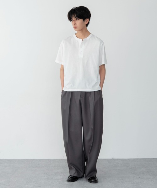 WEGO(ウィゴー)の「WEGO/【大好評により再入荷!WEB限定】センタープレスワイドスラックス(スラックス・メンズ・ブラック/グレー・SMALL/LARGE/MEDIUM)」の4枚目の写真